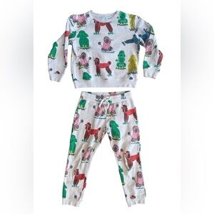 Stella McCartney Kids Pink Doodle Poodles Sweatshirt Sweatpants Set Girls